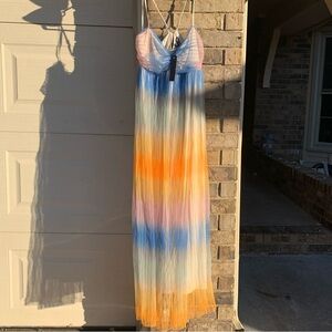 Steve Madden Cream Dress with Blue‎ Mesh Overlay